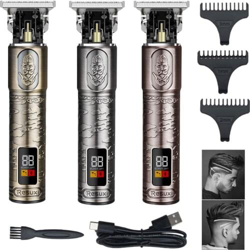 Mens Hair Clipper Waterproof Rechargeable Cordless Hair Beard Trimmer Kit with LED Display 3 Limit Combs for Zero Gap Baldhead