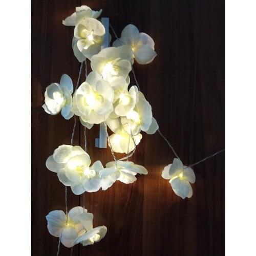 Orchid Flower Light Garland Powered By AA Battery, Holiday Party /Wedding/SPA Vase Flower Arrangement,Floral Led Light Decor