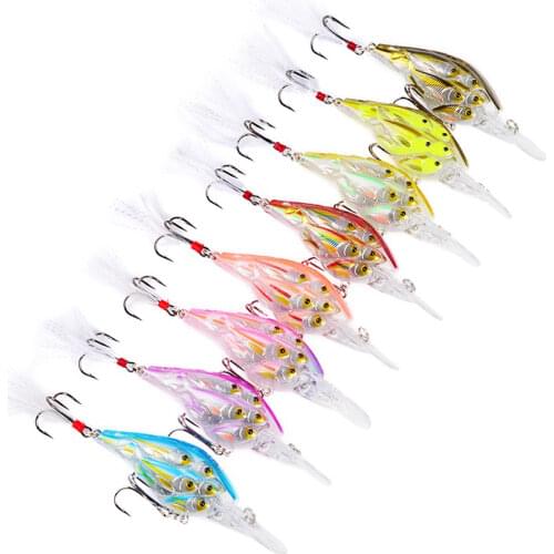 HiUmi 8pcs Crankbait Bass Baits 9cm 12.59g Crank Fishing Lures 8 Color 4# Hook Fishing Tackle DXC003