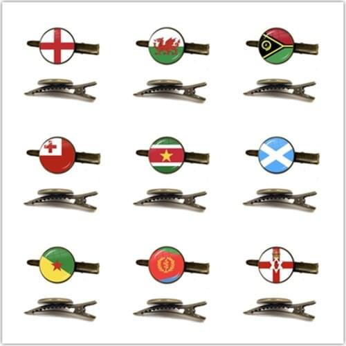 Ireland, Wales, Vanuatu, Tonga, Suriname, Scotland, French Guiana, Eritrea, Northern Ireland National Flag Glass Tie Clip Gift