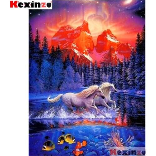 Full Square/Round 5d Diamond Painting-White horse-3d Embroidery Cross Stitch Mosaic Full Picture Of Rhinestone Decor Y115678