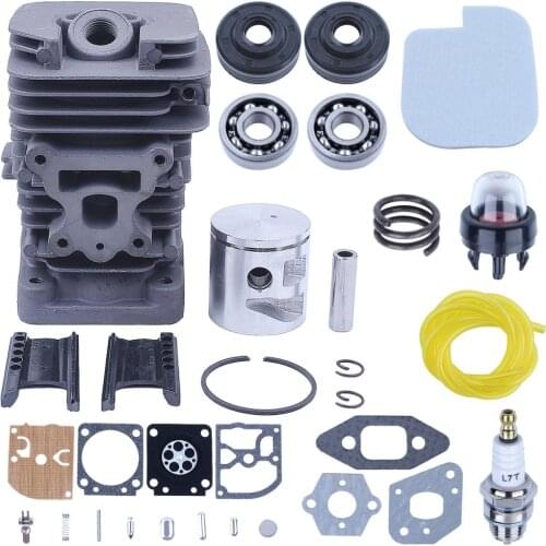 41mm Cylinder Piston Kit For Poulan P3314 P3416 P3816 P3516PR Chainsaw w Worm Gear Crank Bearing Oil Seal Air Filter Fuel Line