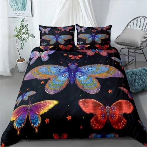 2/3 Pieces Butterfly Bedding Sets For Bedroom Decoration Bed Quilt Cover Single Double King Size Cover Set Colorful Duvet Cover