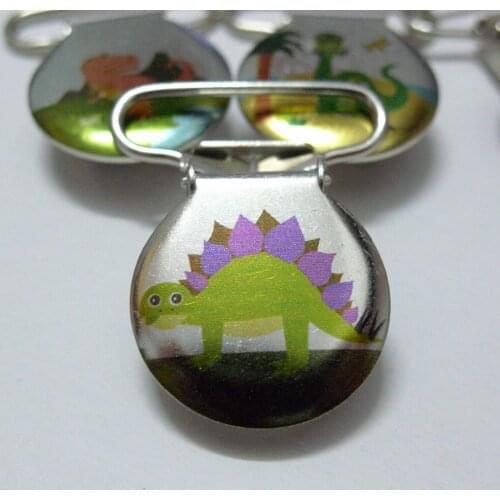 25pcs 1'' 25mm Custom Logo Cartoon Dino Round Suspender Clips