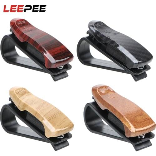LEEPEE Auto Fastener Clip Eyeglasses Holder Car Sun Visor Sunglasses Clamp Wood Grain Glasses Case Glasses Holder