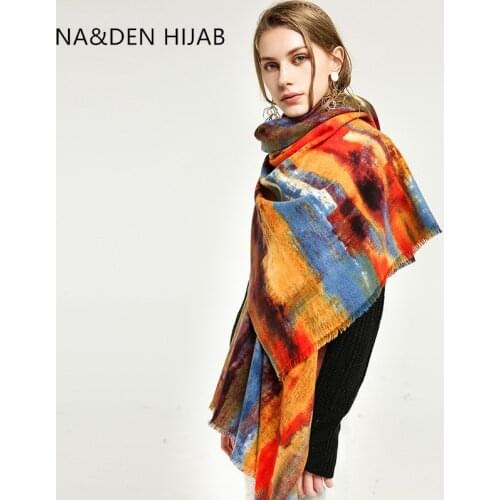Hot sale Cashmere Women scarves Long muffler Islamic scarf Ladies graffiti wraps Solid shalws Muslim hijab Winter scarf 7pcs/lot