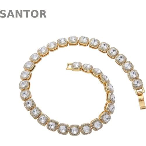 13mm Mens Zircon Tennis Chain Necklace Gold Color Copper Material Iced Out 1 Row CZ Hip Hop Choker Chain Gift