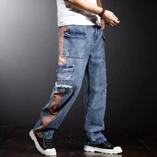 Denim Jeans Men Cotton Loose Add Long Jeans High Quality Four Season Male Lengthened Jeans Pants