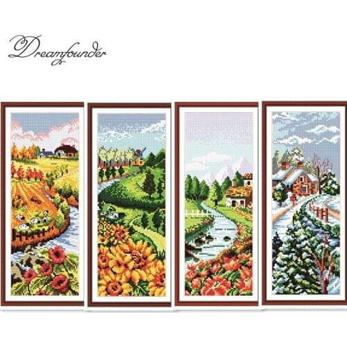 Spring cross stitch kit aida 14ct 11ct count printed canvas stitches embroidery DIY handmade needlework