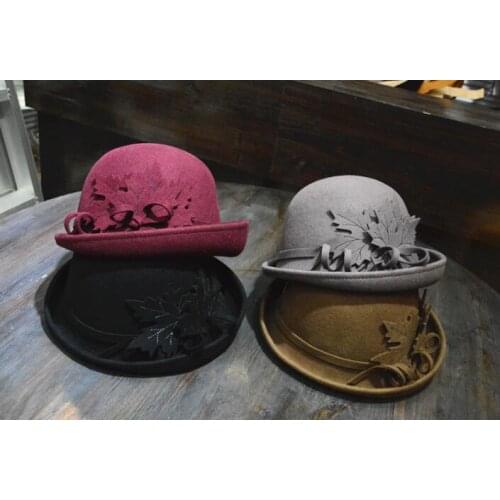 New Fall Winter Fashion warm Wool Felt Womens Fedoras Hats Retro Vintage Animal Cap Not Deformed Fedoras Caps For Women