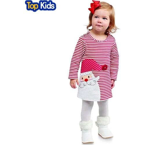2019 New Santa Claus Dress Childrens Christmas Gift Kids Striped Princess Dresses for Girls Baby Girls Clothing MBD0012