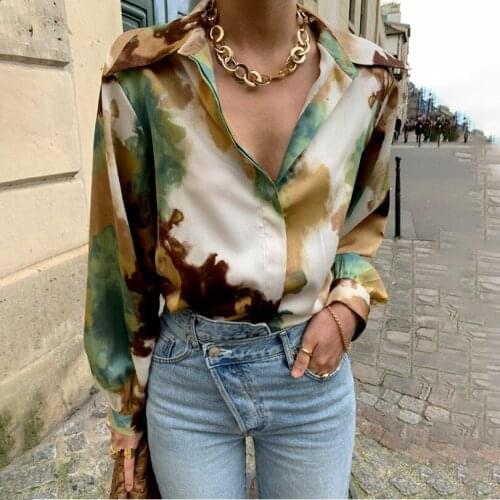New Spring Long Sleeve Female Tops Shirts 2021 Blusas Mujer Stylish Turn-down Collar Women Printed Shirt Blouses