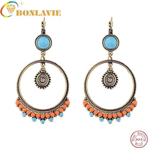 NUNCAD Bohemian Exotic Large Circle Bronze Color Makes Old Pendant Earrings Women Jewelry Wholesale Good Quality