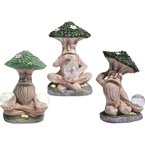 Resin Solar Statue Outdoor Lawn Yard Novelty Garden Santa Sculpture Home Shelf Holiday Abstract Art Ornament Housewarming