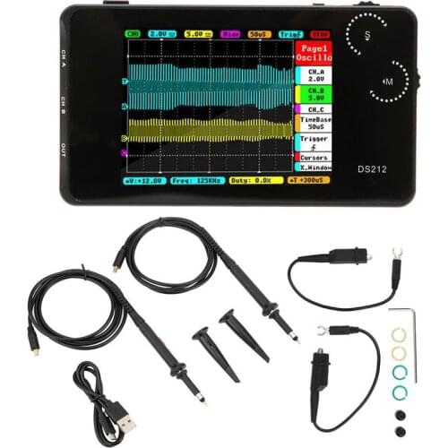 DS212 Portable Digital Oscilloscope Pocket Size 2 Channel Oscilloscope with USB Interface