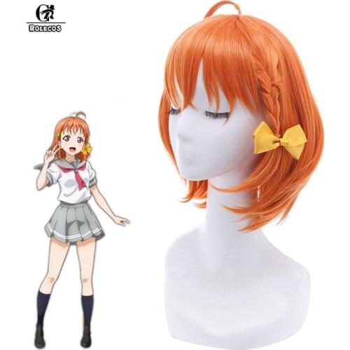 ROLECOS LoveLive Sunshine Cosplay Chika Takami Cosplay Headwear Synthetic Hair Short Orange 30cm Cosplay Hair Chika Takami