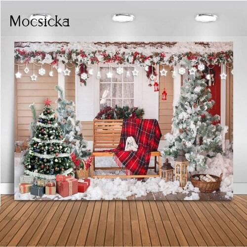 Christmas tree winter snow portrait newborn kids photography backdrop happy new year outside photocall background for photo prop