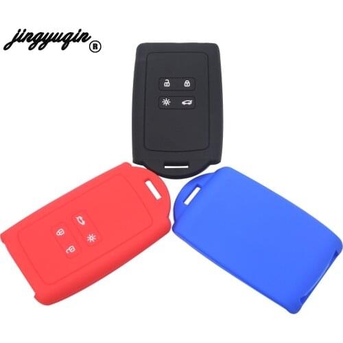 Jingyuqin Silicone Car Key Case Remote Protector Cover For Renault Koleos Kadjar Megan 2016-2017 Holder Shell Smart Key