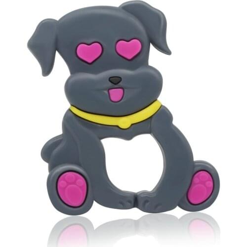 Lovely Puppy Teether Animal Dog Baby Teething Toy Chewable Silicone Teethers DIY Nursing Pendant