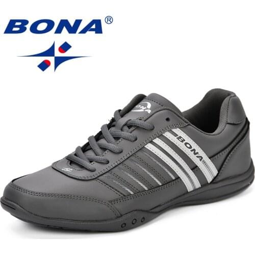 BONA Fashion Male Casual Shoes Leather Tennis Brand New Comfortable Thin Outsole Popular Walking Shoes Man Classics Style Shoes