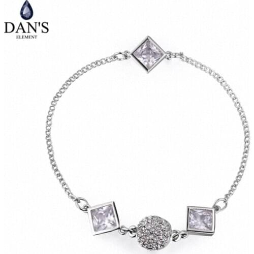 Dans Element AAAZircon jewelry White gold Color Fashion bangle for women Brand new sale Vintage #133327