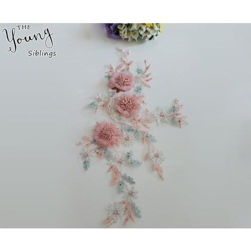 New arrive Embroidery 3D Lace Collar Neckline Applique Sequin Sewing Fabric ABS pearl DIY Clothing Decorate Accessory 1pcs sell