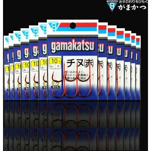 High Strength Gamakatsu Red Barbed Fishing Hooks Boat Raft Fishhook Lure Worm Fishing Tackle Sharp Raft Barbed Hook