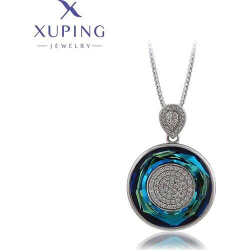 Xuping Jewelry Fashion Round Multicolor Religion New Arrival Crystals Pendant Necklaces Women Lady Gifts 40405