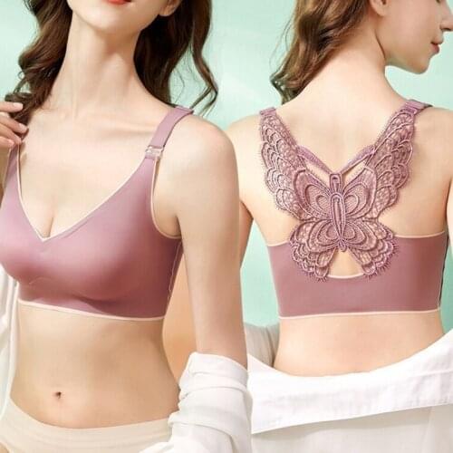 Plus Size Beauty Back Bras Butterfly Push Up Bra For Women Seamless Sports Bra Large Size Bralette Wireless Underwear Yoga Bra
