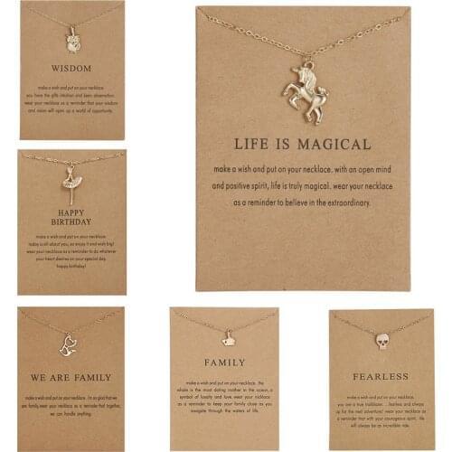 Gold Color Cat Owl Whale Horse Women Necklace Choker Animal Pendant Metal Chain Dainty Charm Lady Jewelry With Card