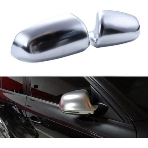 1Pair Car Wing Mirror Caps Matt Chrome Mirror Cover Rearview Side Mirror Cap S Line for - 2009-2011 A6 2008-2012 A4