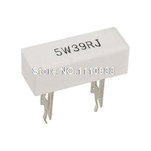10 Pcs 39 Ohm 5% 5W DIP Wirewound Ceramic Cement Resistor