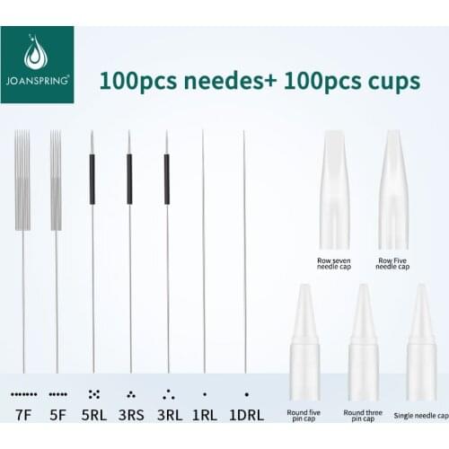 100PCS/Box 316 Stainless Steel Traditional Needles With Caps Thickness 0.25mm Permanent Makeup Needle Tips For Eyebrow/Lip
