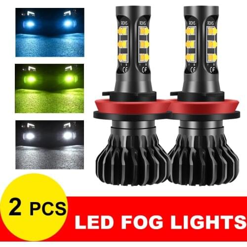 2Pcs H8 H11 Led HB4 9006 HB3 9005 Fog Lights Bulb 1200LM 6000K 3000K Car Accessories Driving Running DRL Lamp Auto Led Light 12V