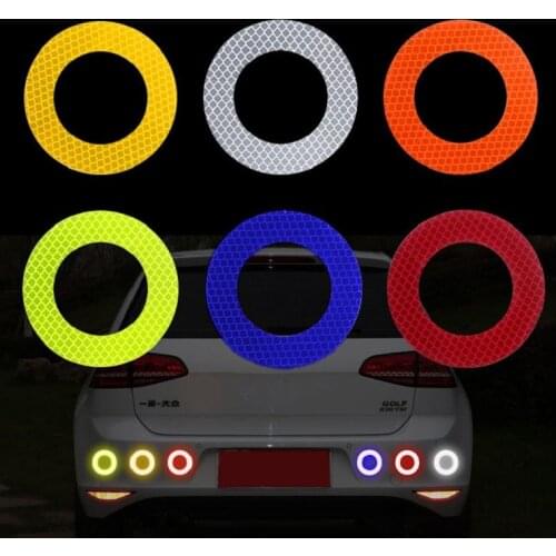 2 pcs Car Reflective Sticker Round Warning Safety Mark Motorcycle Auto Decoration Reflector Strip Exterior Accessories Stickers