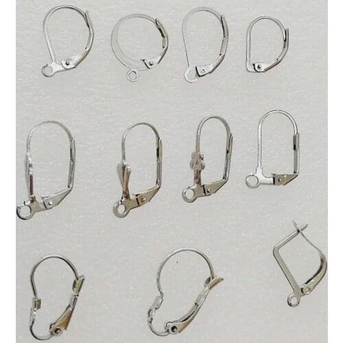 20Pcs/Lot Surgical Stainless Steel Leverback Ear Wire 10 Pattern Hypo-Allergenic Spring Earring Finding for DIY Jewelry Supplier