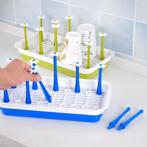 2018 Hot 10 Cups Removable Drying Rack For Cup Holder Kitchen Storage Organizer Glass Water Draining Drying Dish Rack Holder