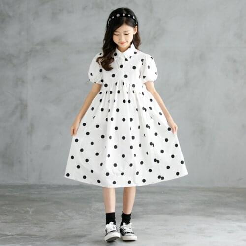2021 Summer Dress Elegant Kids Dresses for Girls Children Clothes Dot Print Cotton Princess Costume Mother Daughter Dress 6-16Y