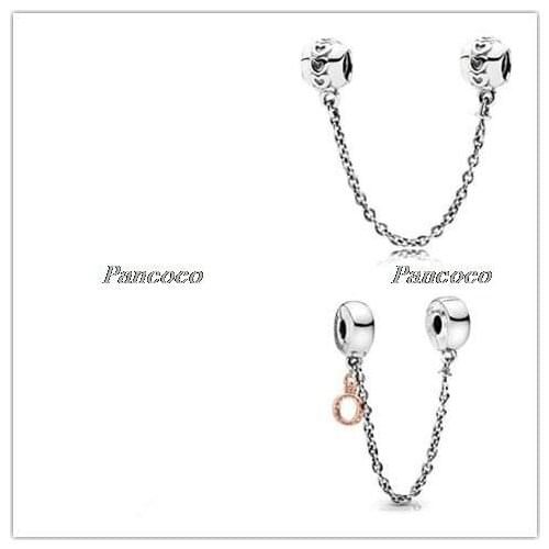 925 Sterling Silver Bead Disey Parks Castle Safety Chain Charm Fit Women Pandora Bracelet & Necklace Diy Jewelry