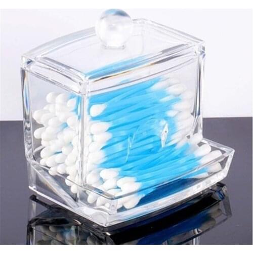 Acrylic Cotton Swabs Storage Holder Box Portable Transparent Makeup Cotton Pad Cosmetic Container Simple jewelry storage box