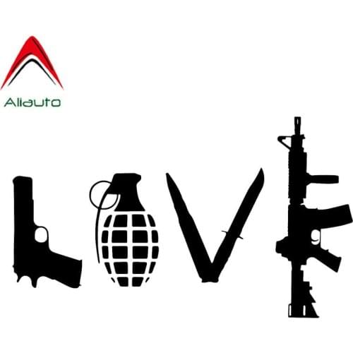 Aliauto Cretive Car Sticker Love with Guns Auto Motorcycles Accessories Waterproof PVC Decal for Lada Kalina Turkish,12cm*7cm