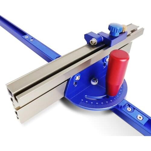 Aluminum Table Saw Miter Gauge Push Handle Fence System w/ T Track Slot Bar and Stopper For Woodworking Router Table Tools