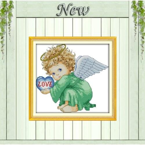 Angel baby boy love crafts painting diy decor counted print on fabric DMC 14CT 11CT Cross Stitch Needlework kits Embroidery Sets