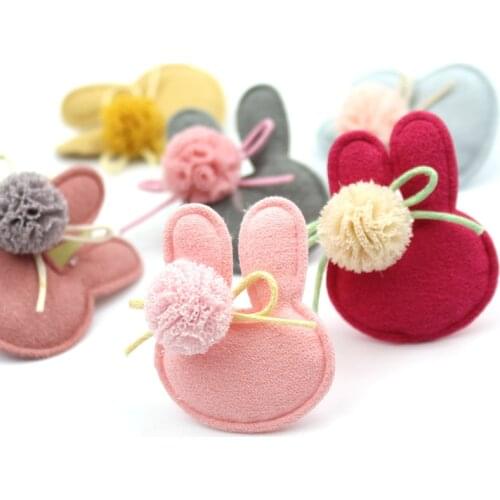 24Pcs 3.5*4cm Rabbit Flowers Ball Padded Appliques For clothes DIY Childrens hair Clip Hat patches Decor Ornament Accessories