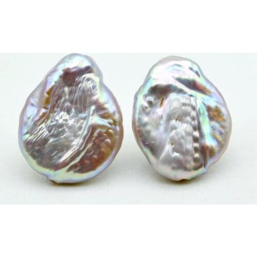 Oversized pearl earrings, silver gray natural baroque pearls, 925 silver, womens pearl earrings, free shipping