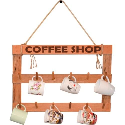 Wooden Beech Laser Pattern Decorative Cup hanger-Cup Holder Rack