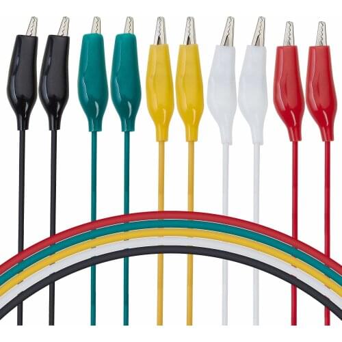 10PCS 5 Colors Electrical Alligator Clips with Wires Test Leads Sets Soldered and Stamping Jumper Wires for Circuit Connection