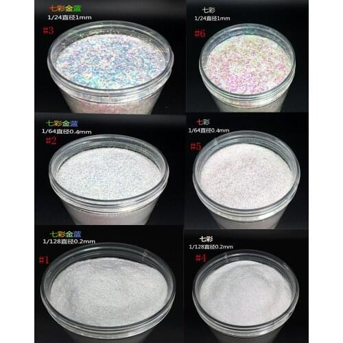 Holographic 0.2mm 0.4mm 1mm AB White Nail Glitters Powder Holo Nail Pigment Powder DIY 3 Color Nail Powder 10ml
