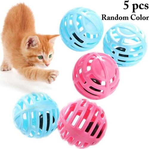 Kapmore 5Pcs/Set Cat Ball Toys Kitten Bell Toy Kitten Play Interactive Ball Pet Supplies Set Cat Favors Random Color