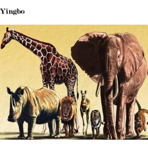 Elephant giraffe rhino lion africa animal DIY diamond painting cross stitch full mosaic diamond embroidery handmade decoration
